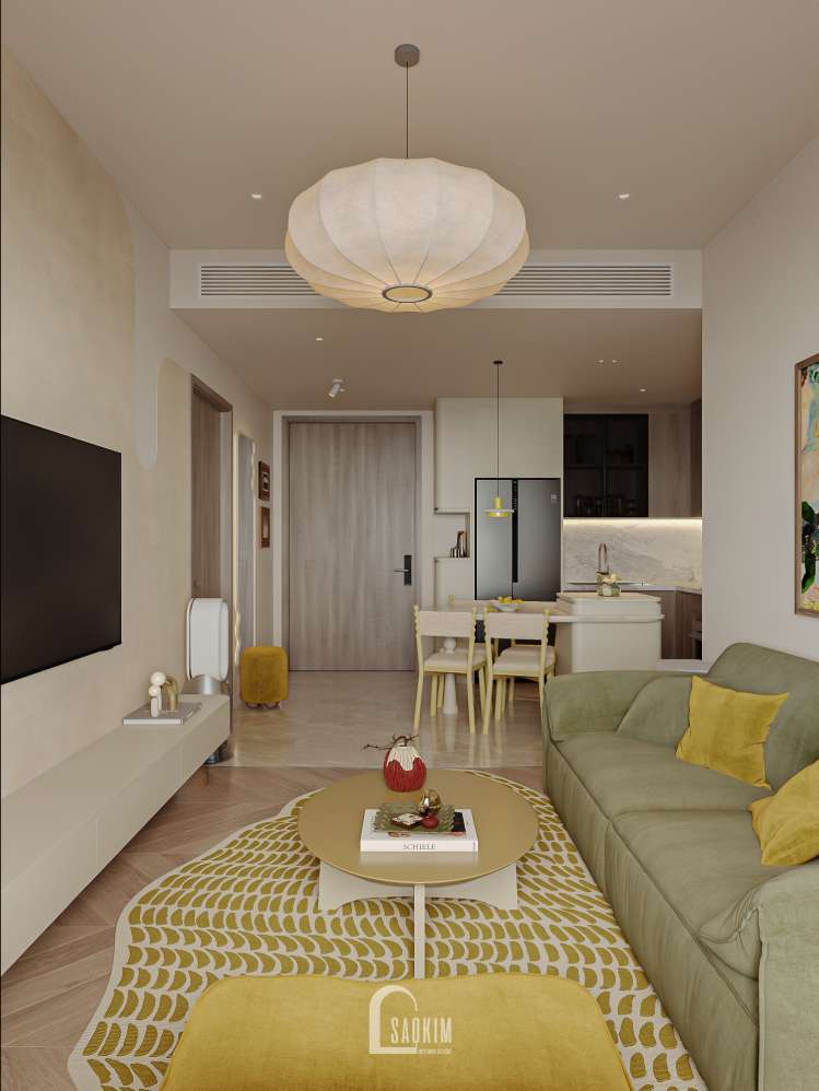 Thiết kế nội thất phòng khách phong cách Modern Retro tại dự án Lumière Evergreen